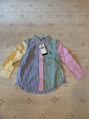 Adorable, Preppy New Polo by Ralph Lauren Multi-Color Striped Button-Down Shirt